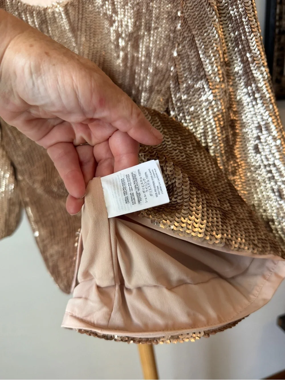 J Crew Rose Gold Sequins Top Bow Back Cropped Blouse Size 10 Party Holiday